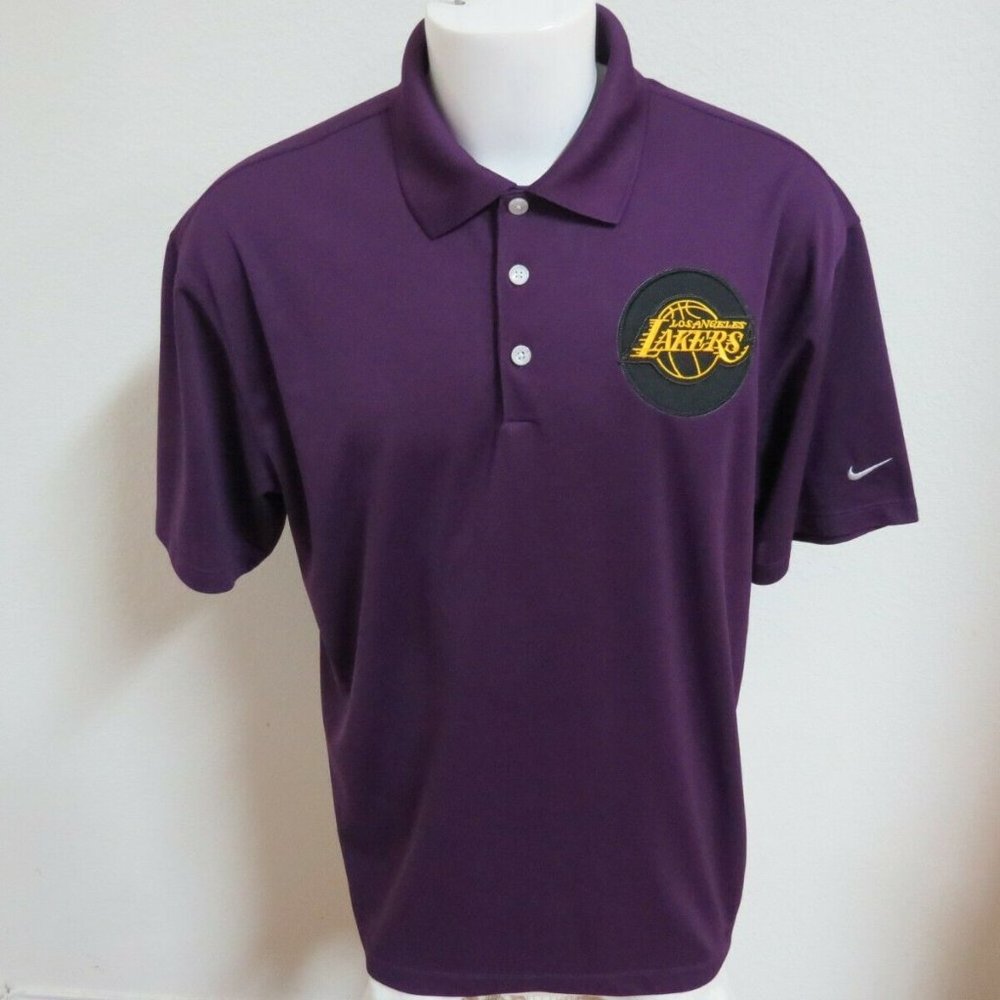 L-2XL LAKERS Purple Nike Dri-Fit Men's db #A12 Polo Shirt
